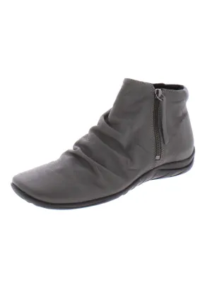 Abigail Womens Leather Ruched Ankle Boots