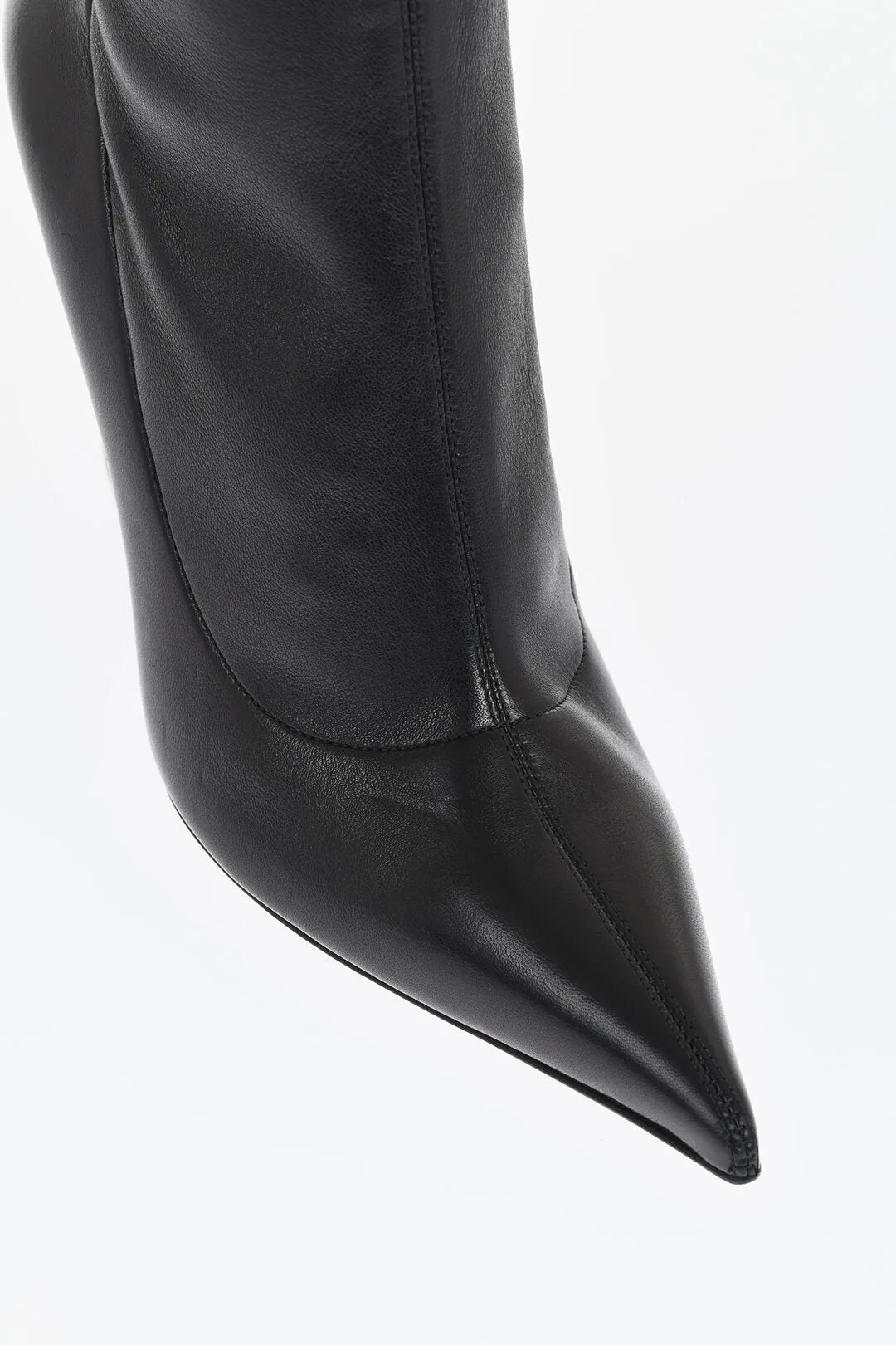 Amina Muaddi Wedge Heeled Danielle Leather Booties 10Cm