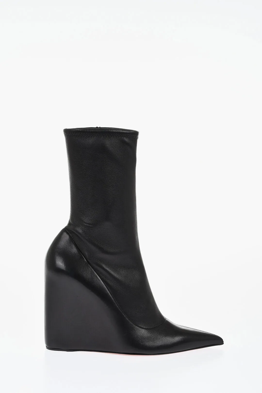 Amina Muaddi Wedge Heeled Danielle Leather Booties 10Cm