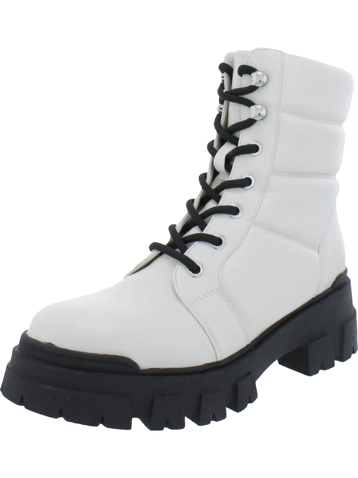 Amita 3 Womens Faux Leather Lugged Sole Ankle Boots