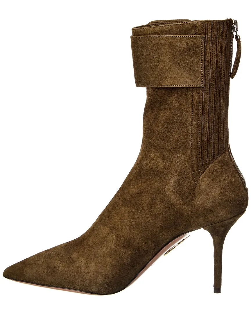 Aquazzura St. Honore Buckle 85 Suede Bootie
