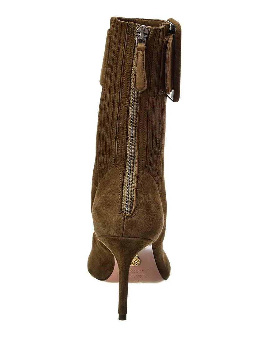 Aquazzura St. Honore Buckle 85 Suede Bootie