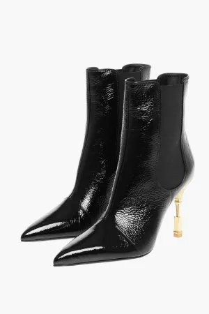 Balmain Craquel Leather Moneta Ankle Boots