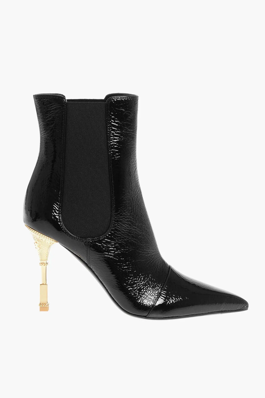 Balmain Craquel Leather Moneta Ankle Boots