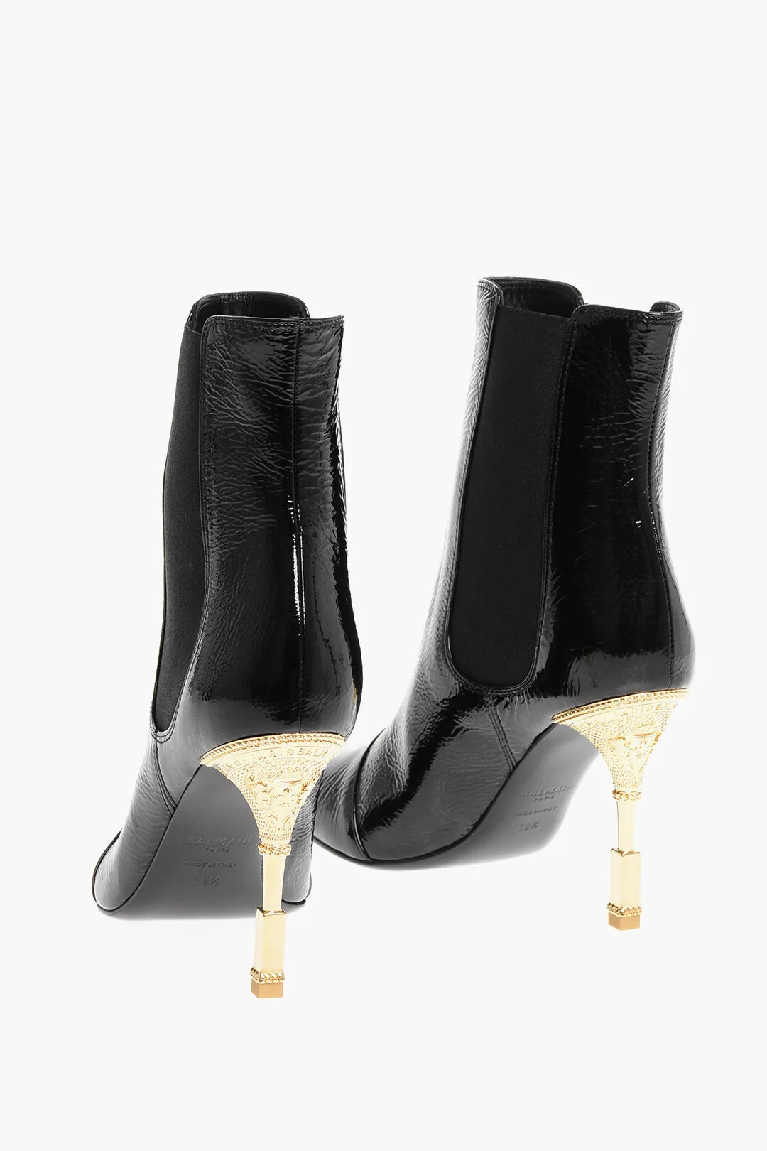 Balmain Craquel Leather Moneta Ankle Boots