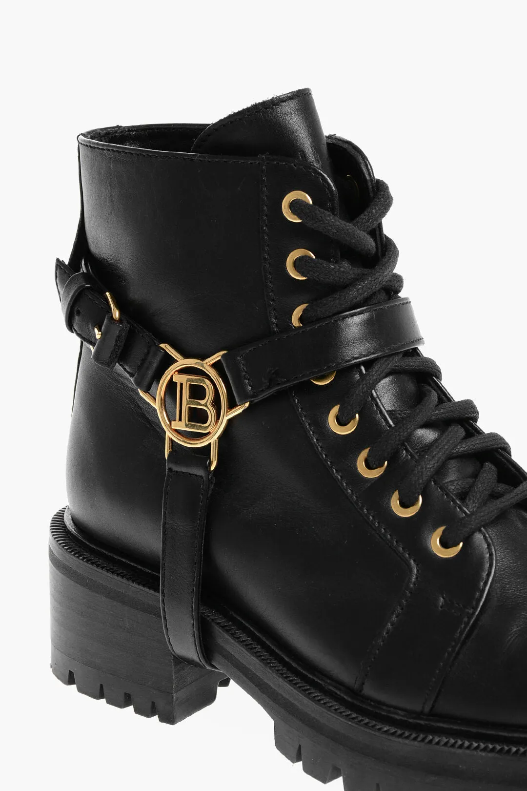 Balmain Leather Ranger Boots With Logo