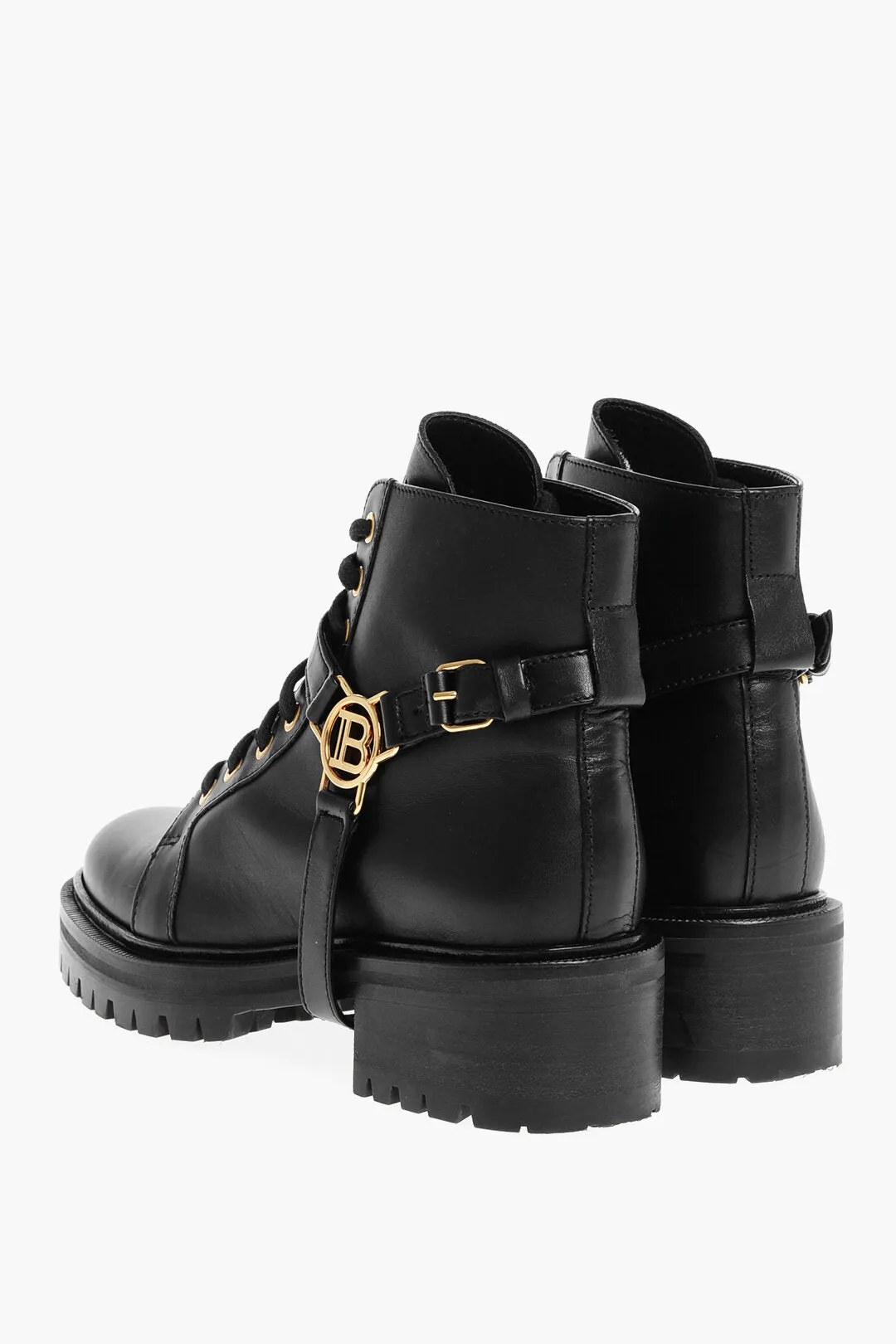 Balmain Leather Ranger Boots With Logo