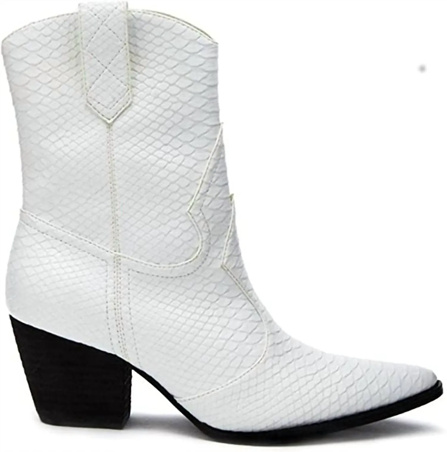 Bambi Boots In White Snake Skin