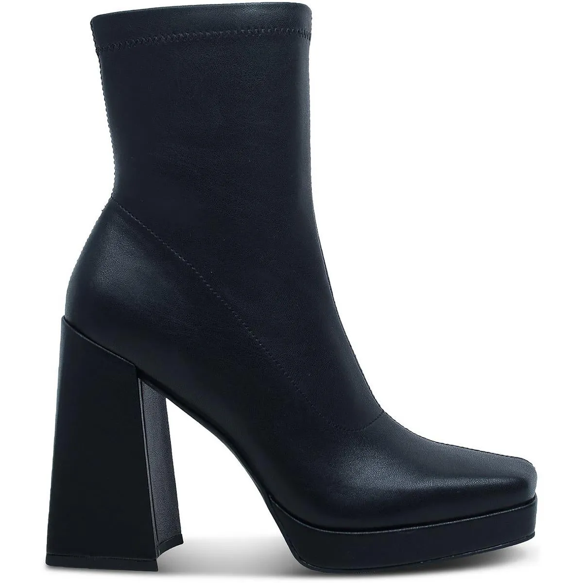 Beautee Womens Square Toe Block Heel Booties