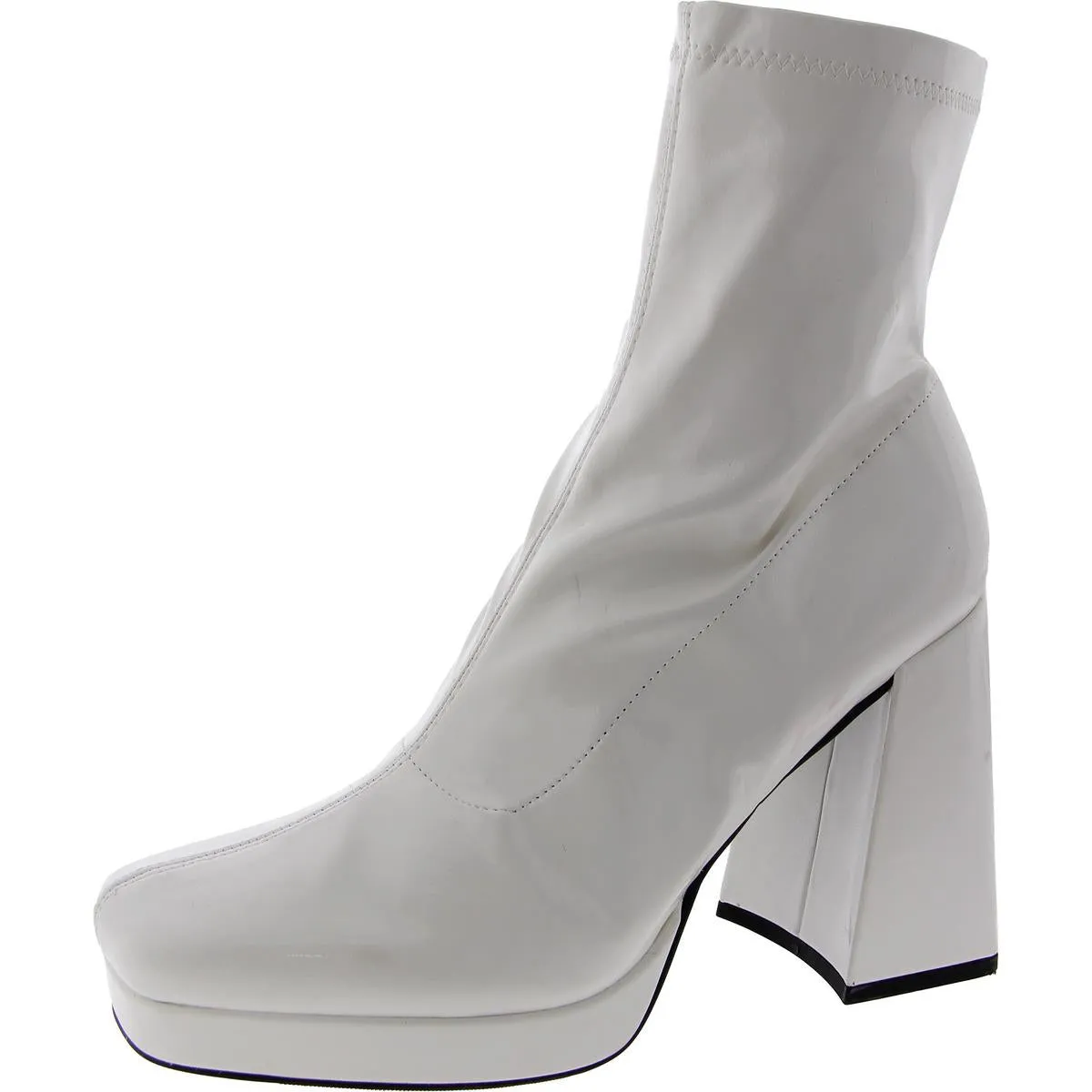 Beautee Womens Square Toe Block Heel Booties