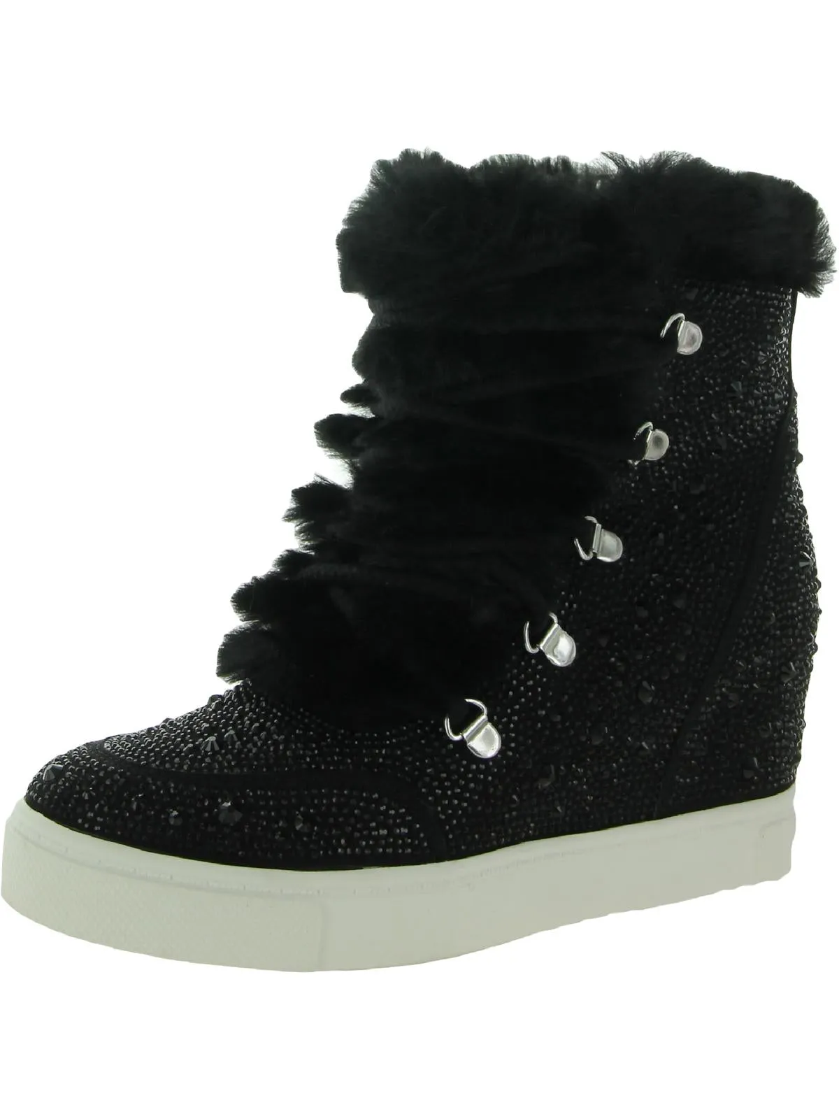 Becoming Womens Rhinestone Faux Fur Lined Ankle Boots