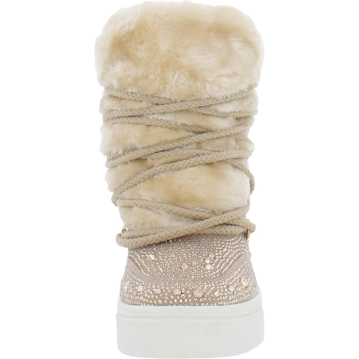 Becoming Womens Rhinestone Faux Fur Lined Ankle Boots