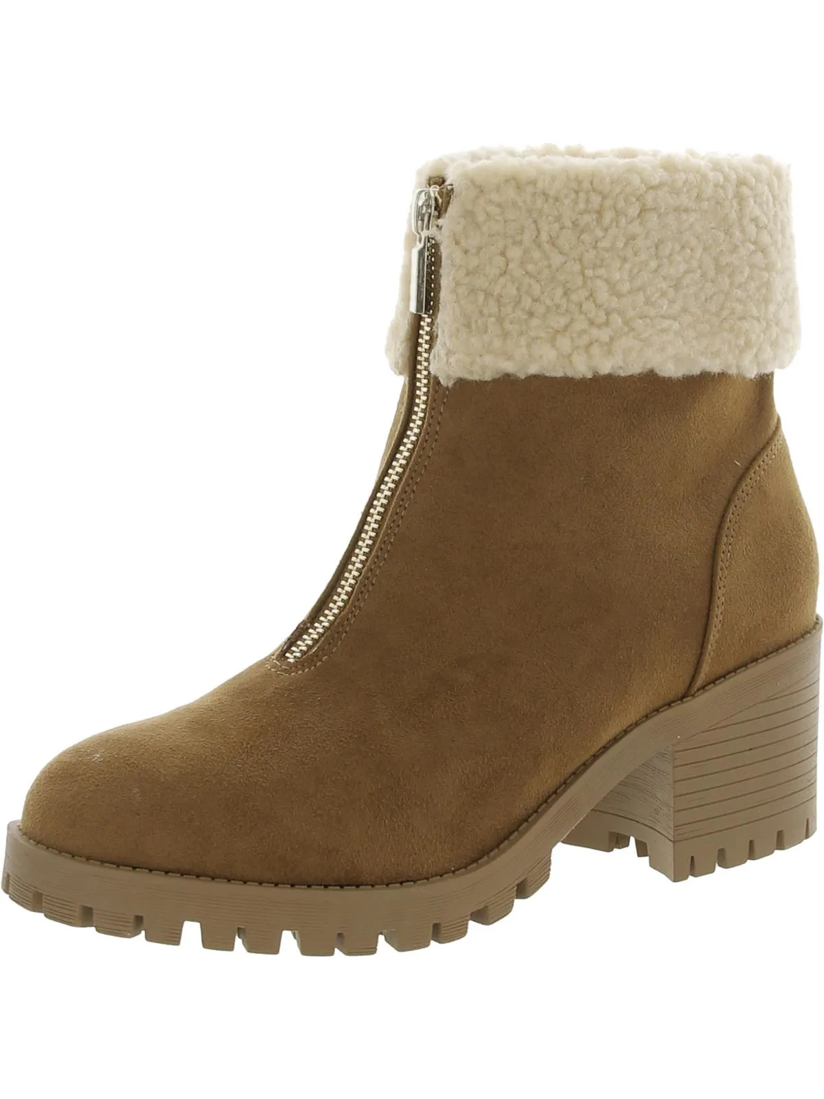 Biancaa Womens Faux Suede Lug Sole Booties