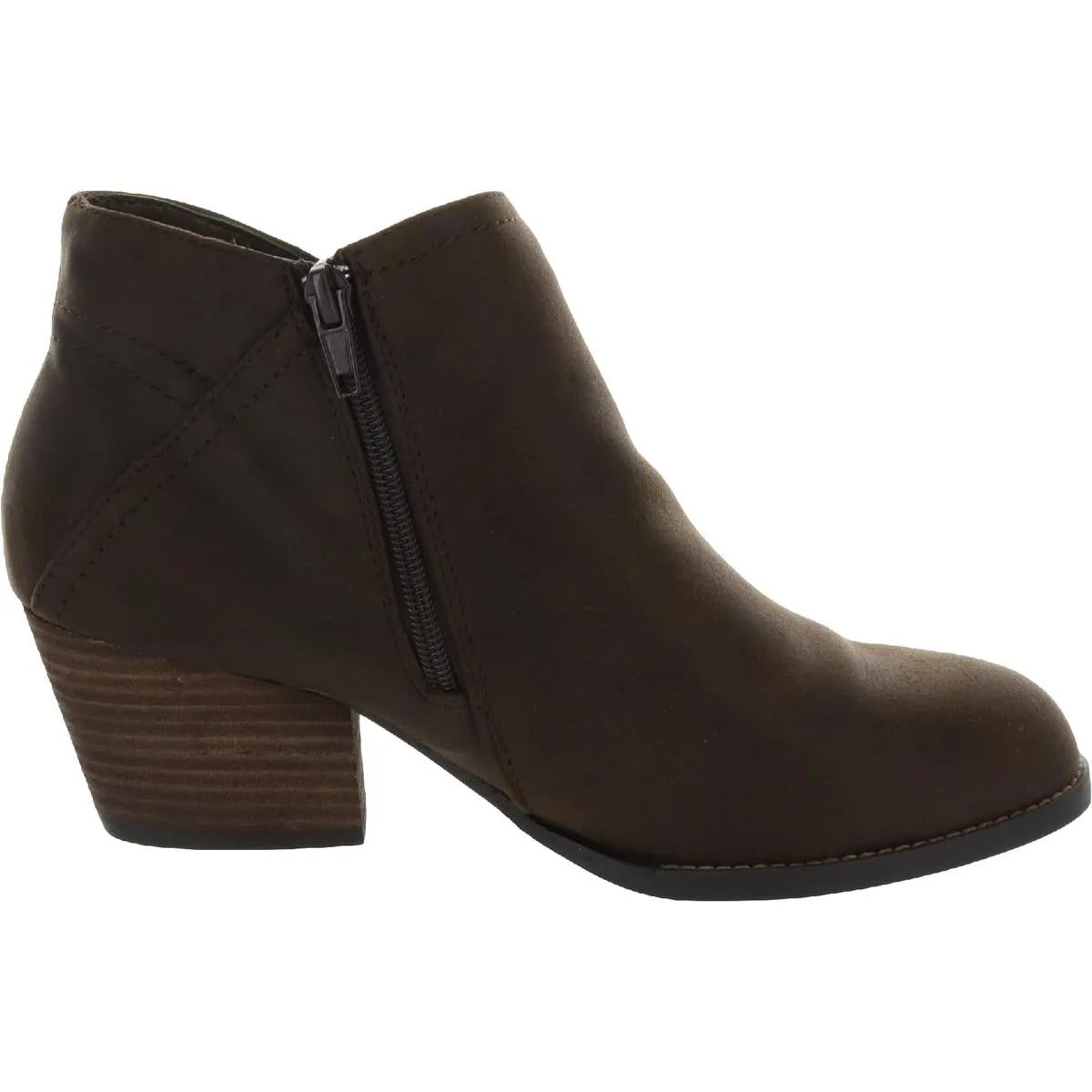 Bobbi Womens Double Zipper Almond Toe Booties