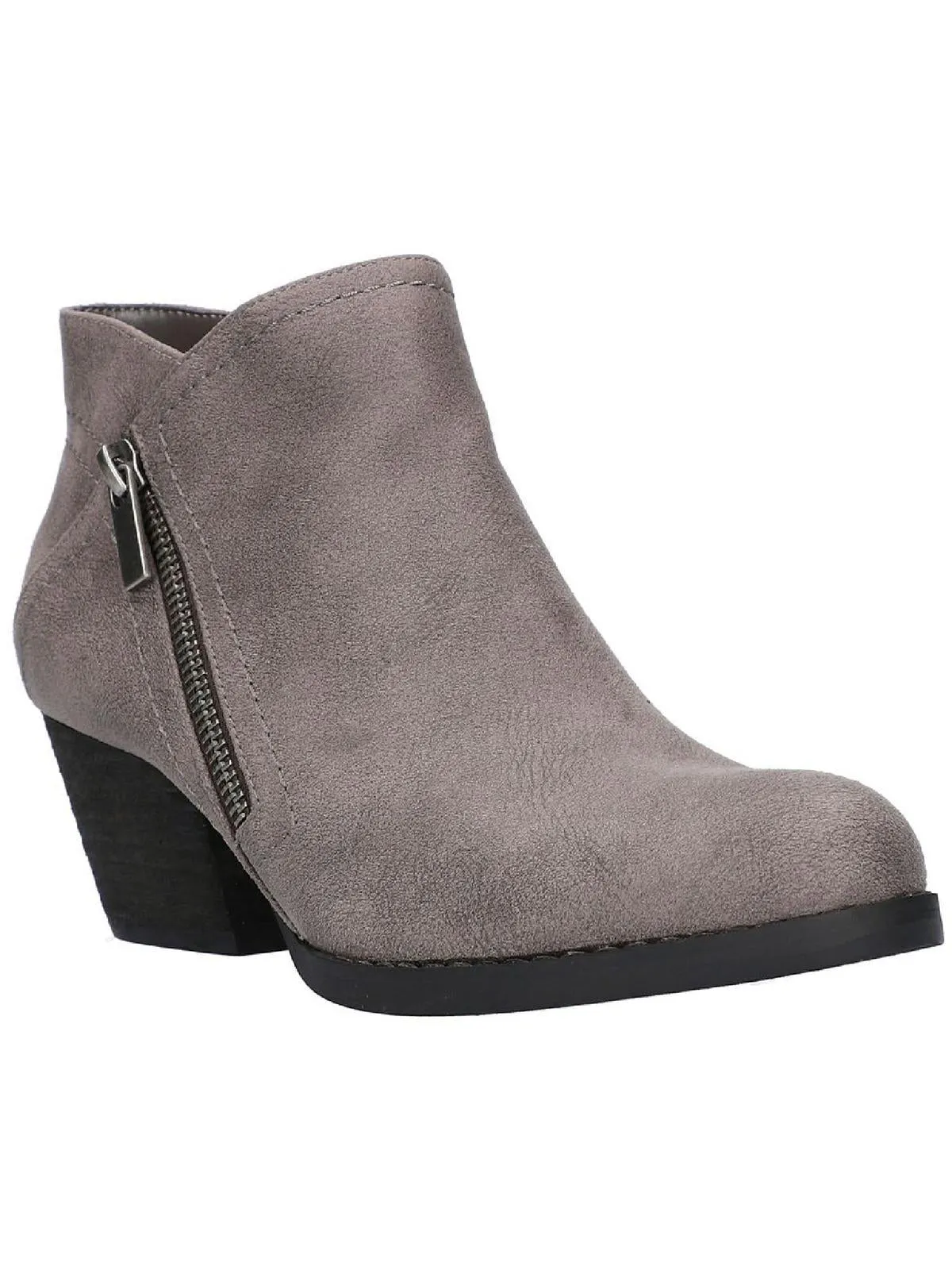 Bobbi Womens Faux Leather Block Heel Booties