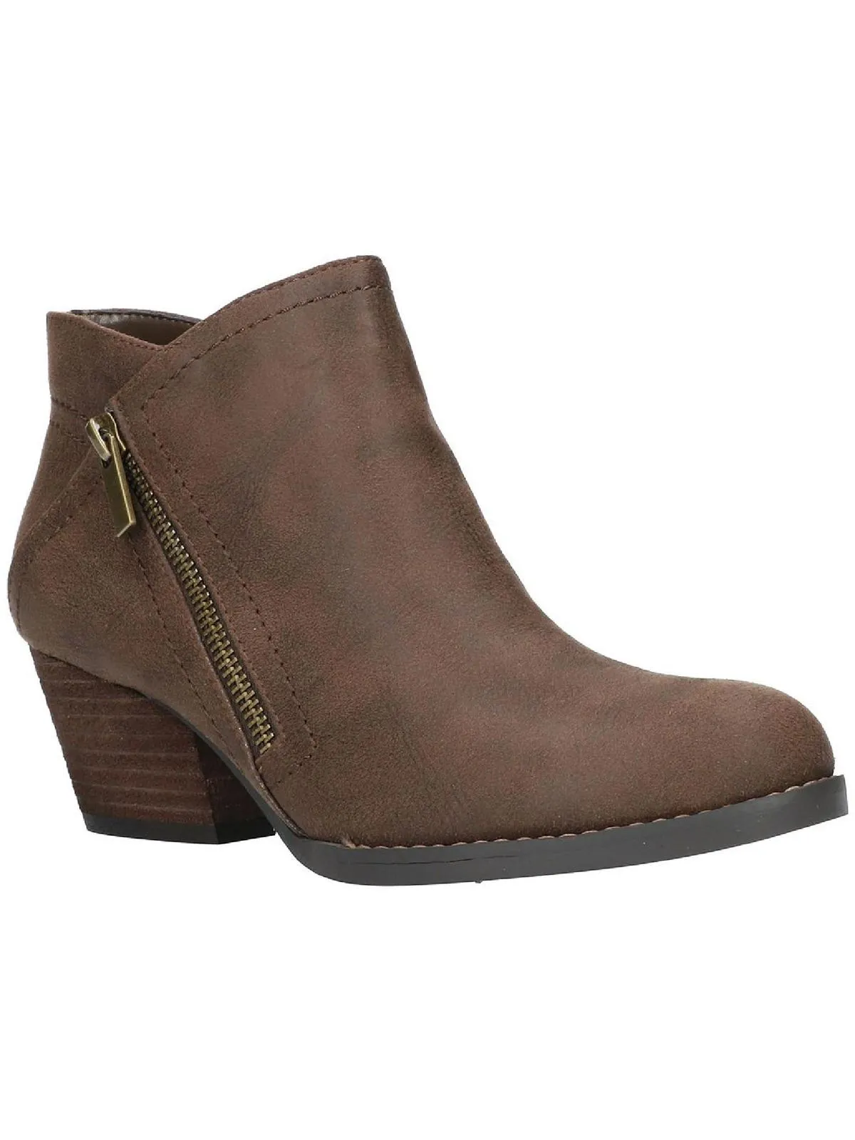 Bobbi Womens Faux Leather Block Heel Booties