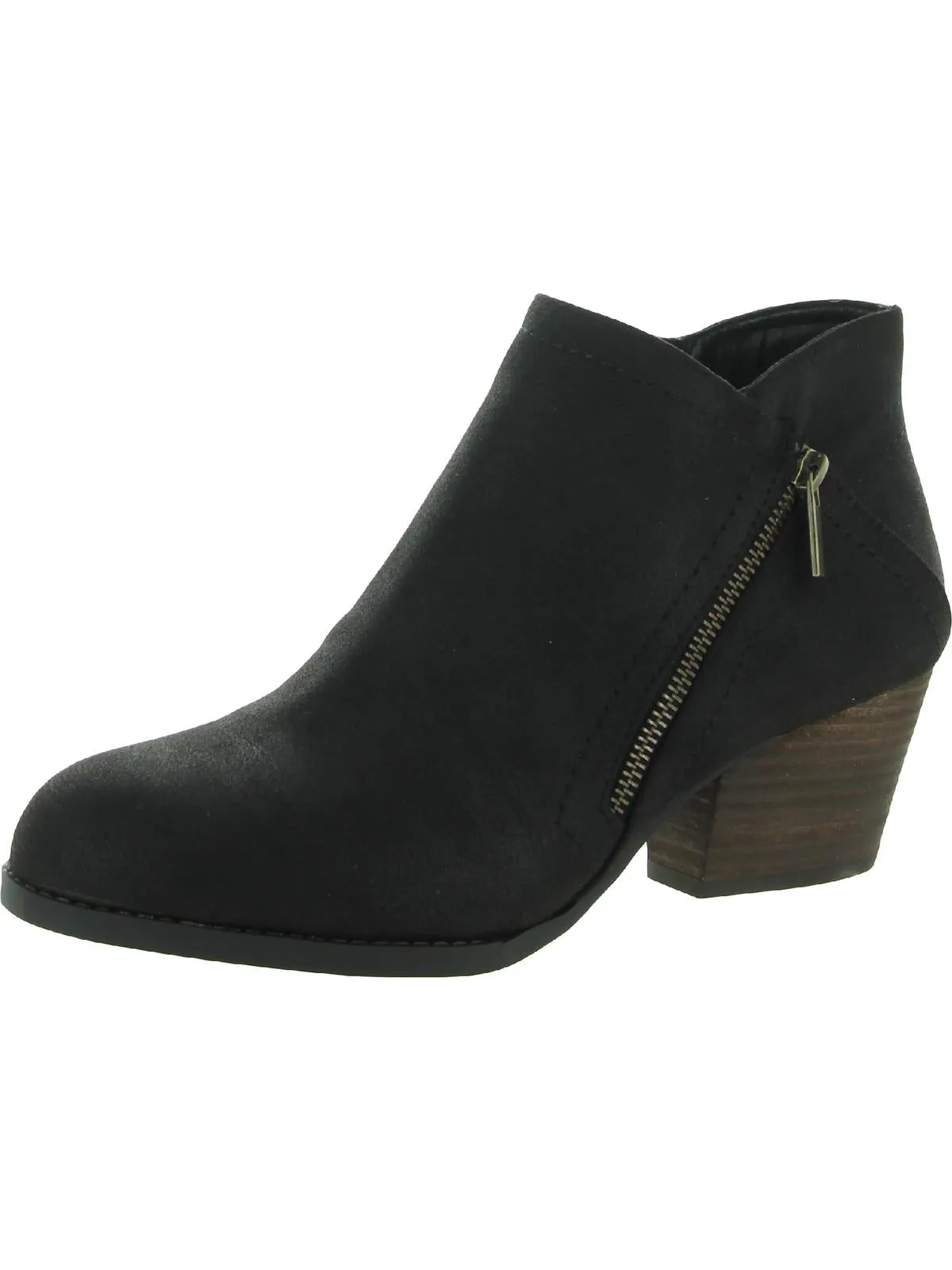 Bobbi Womens Faux Leather Block Heel Booties