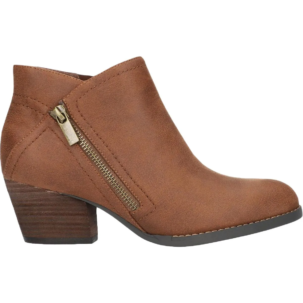 Bobbi Womens Faux Leather Block Heel Booties