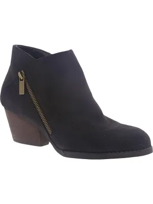 Bobbi Womens Suede Block Heel Booties