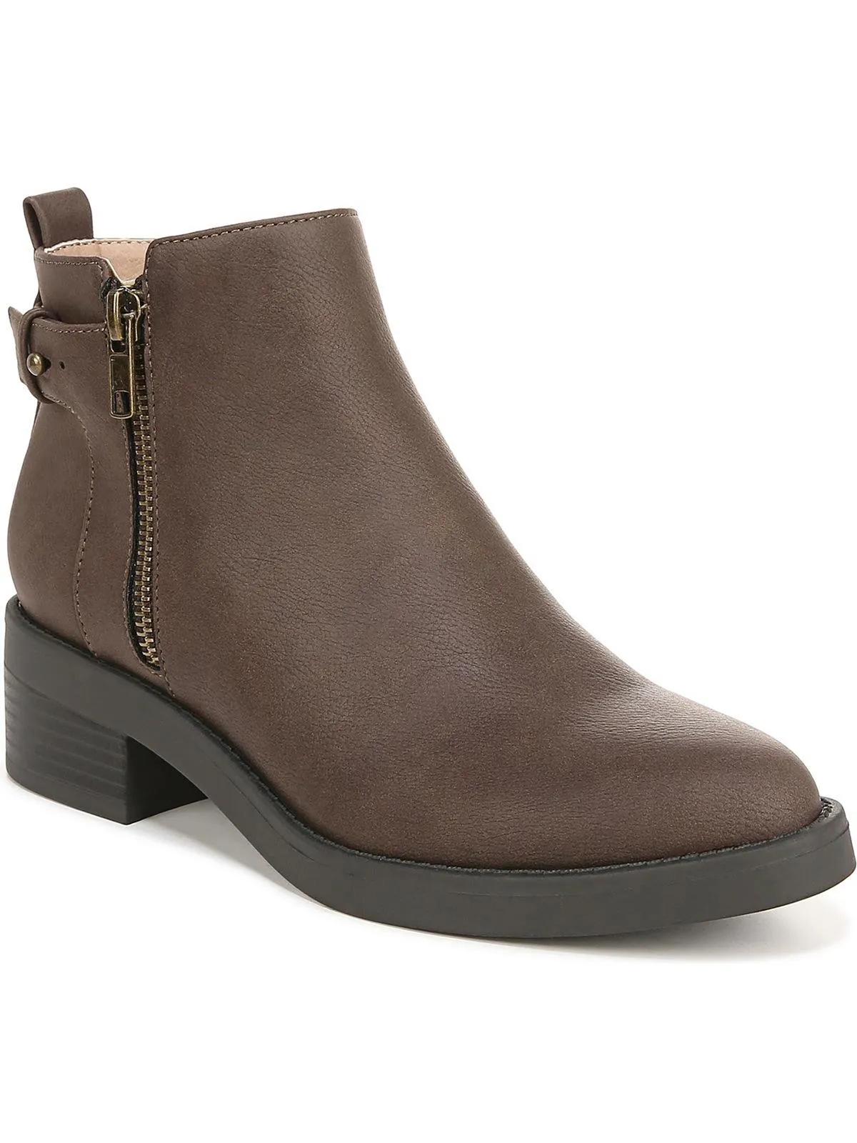Bonus Womens Faux Leather Block Heel Ankle Boots