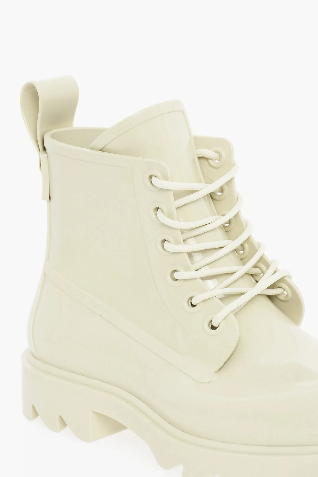 Bottega Veneta Shiny Rubber Ankle Boots With Round Toe