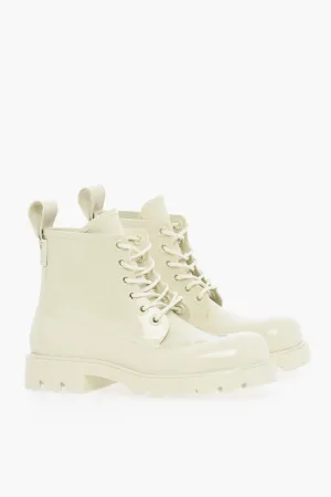 Bottega Veneta Shiny Rubber Ankle Boots With Round Toe