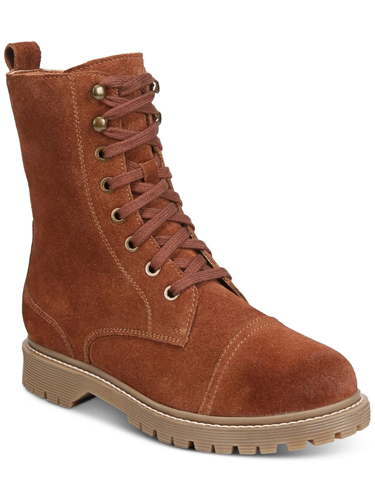 Bruna Womens Leather Ankle Combat & Lace-up Boots