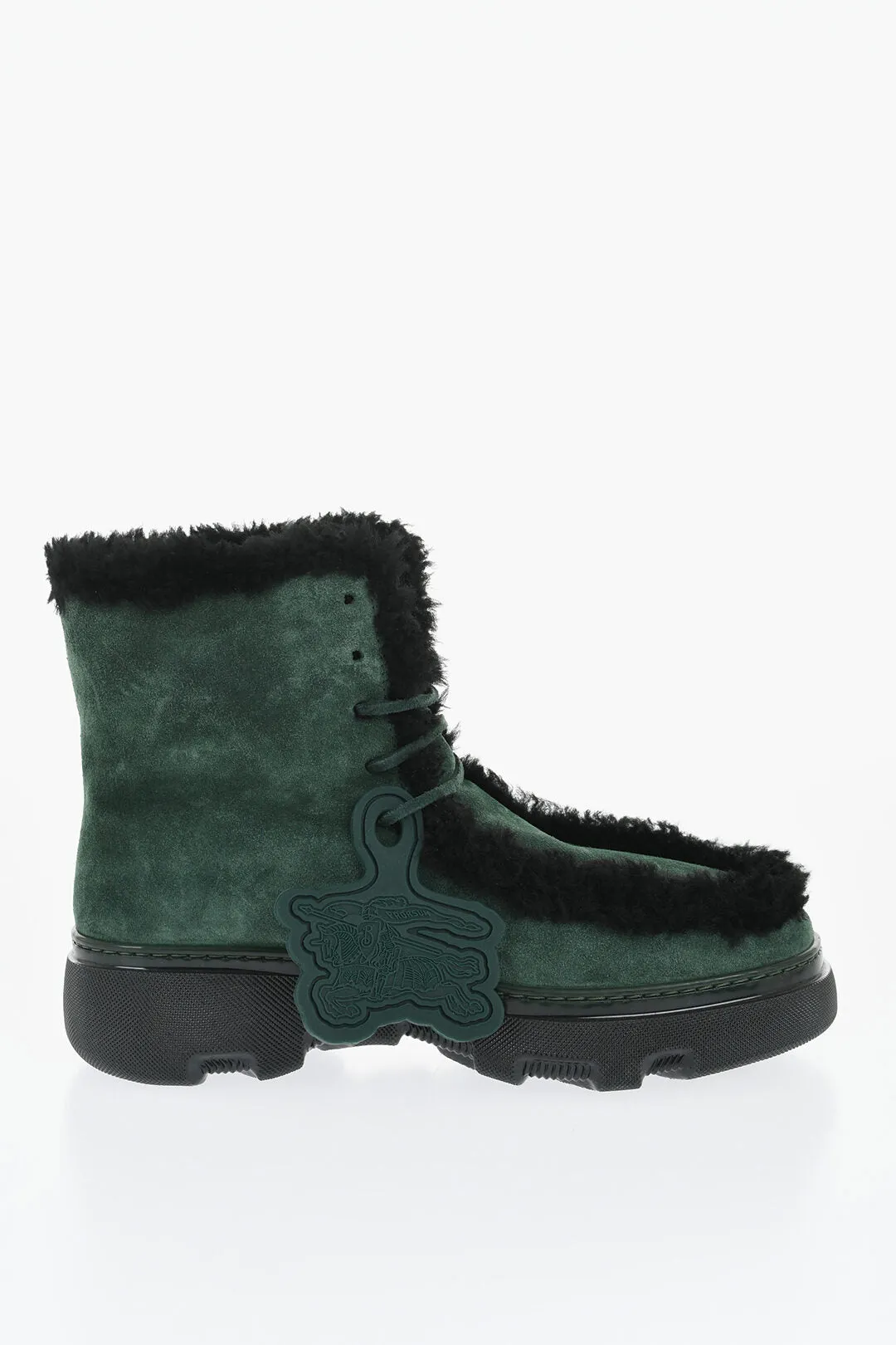 Burberry Suede Chugga Ankle Boots With Real Fur Inner
