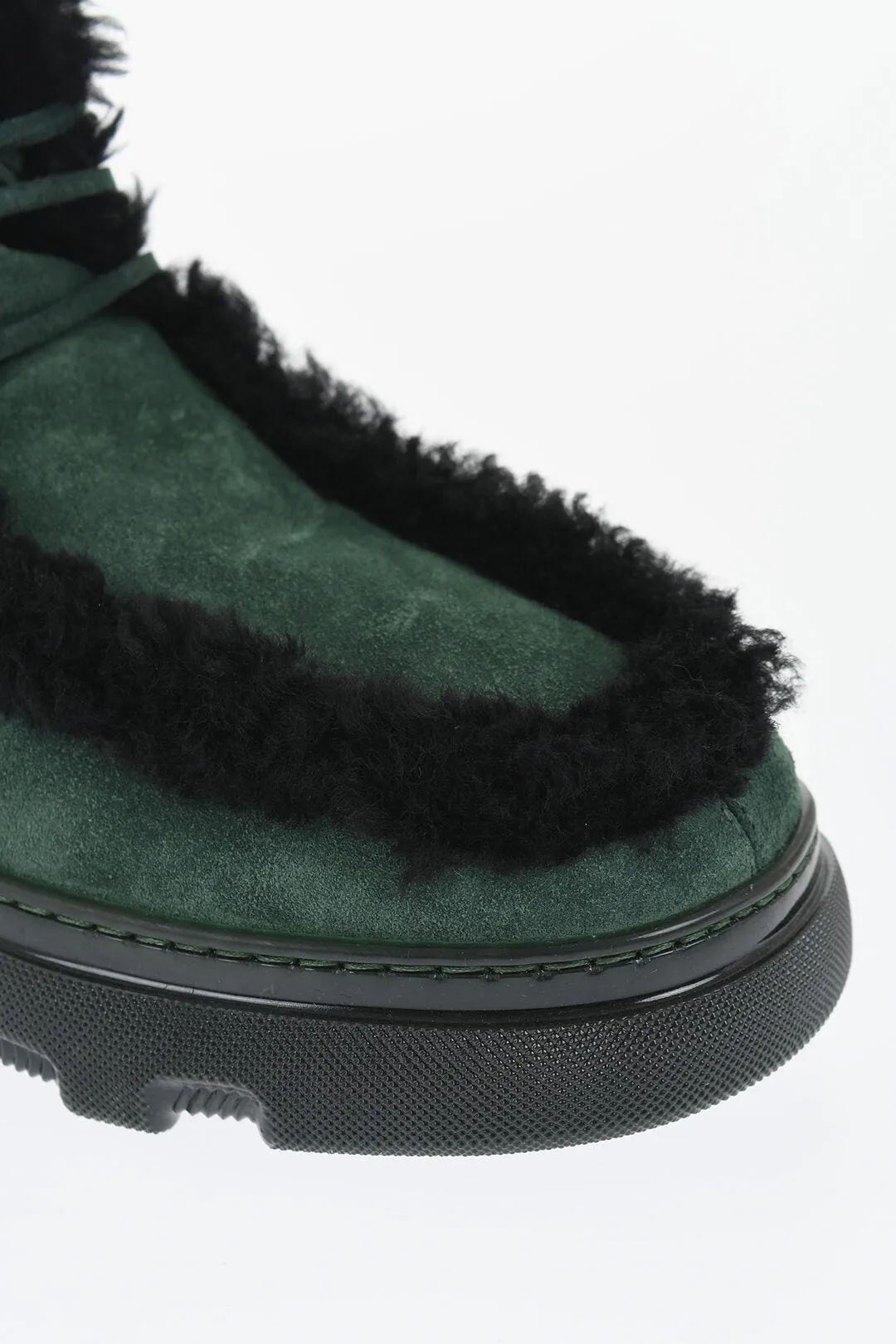 Burberry Suede Chugga Ankle Boots With Real Fur Inner