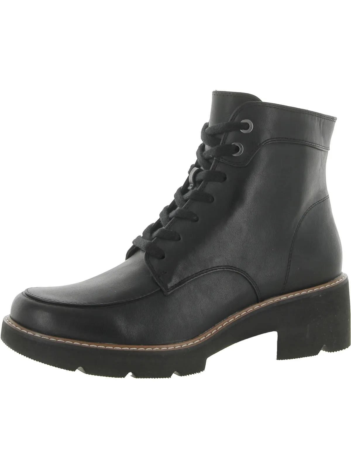 Catherine Womens Faux Leather Block Heel Ankle Boots