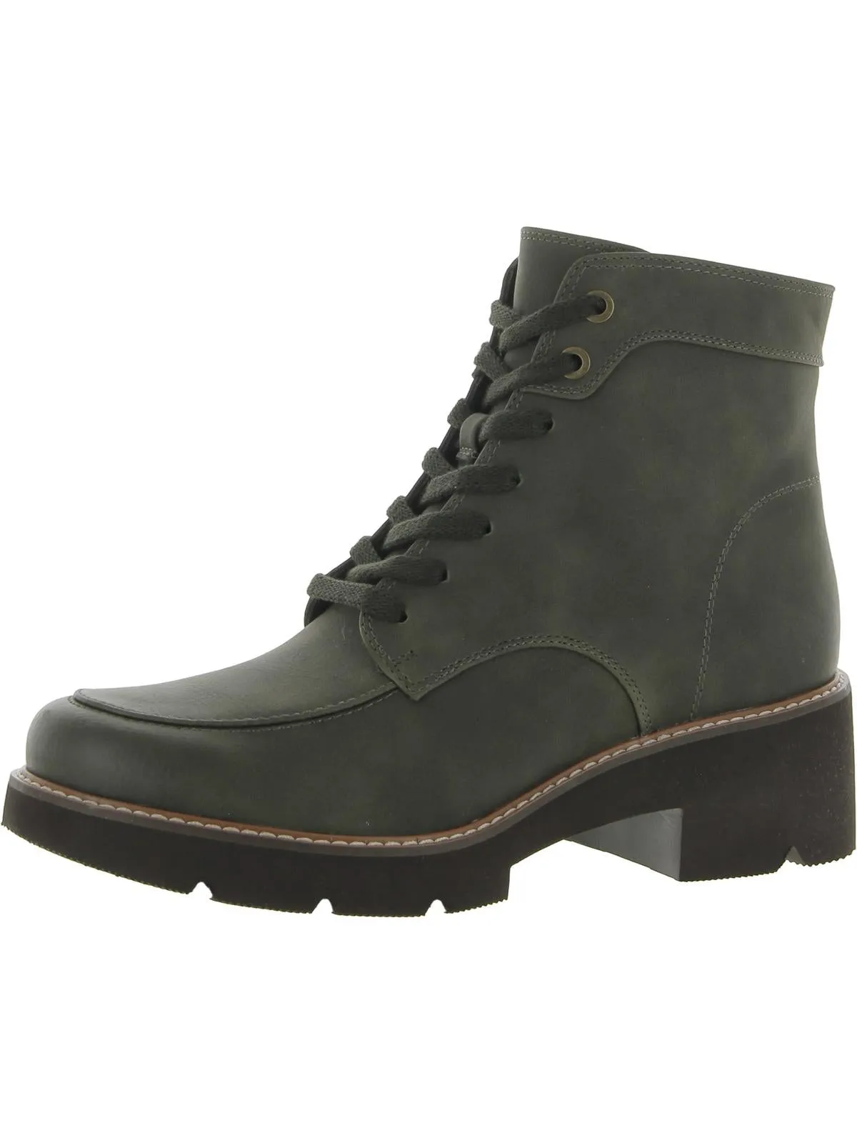 Catherine Womens Faux Leather Block Heel Ankle Boots