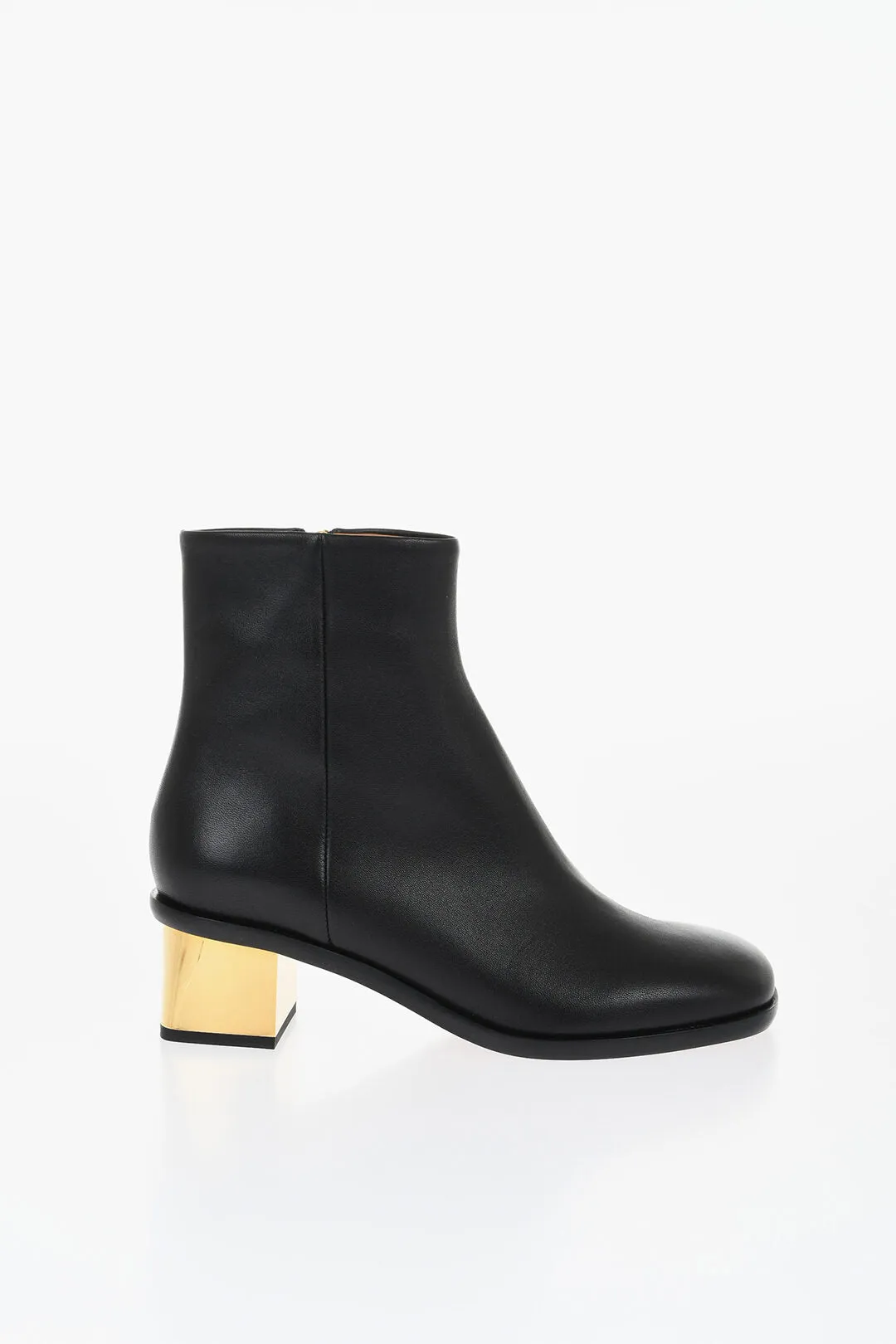 Chloe Leather Booties With Metallica Effect Heel 5 Cm
