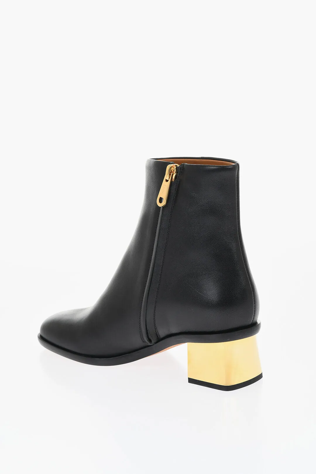 Chloe Leather Booties With Metallica Effect Heel 5 Cm