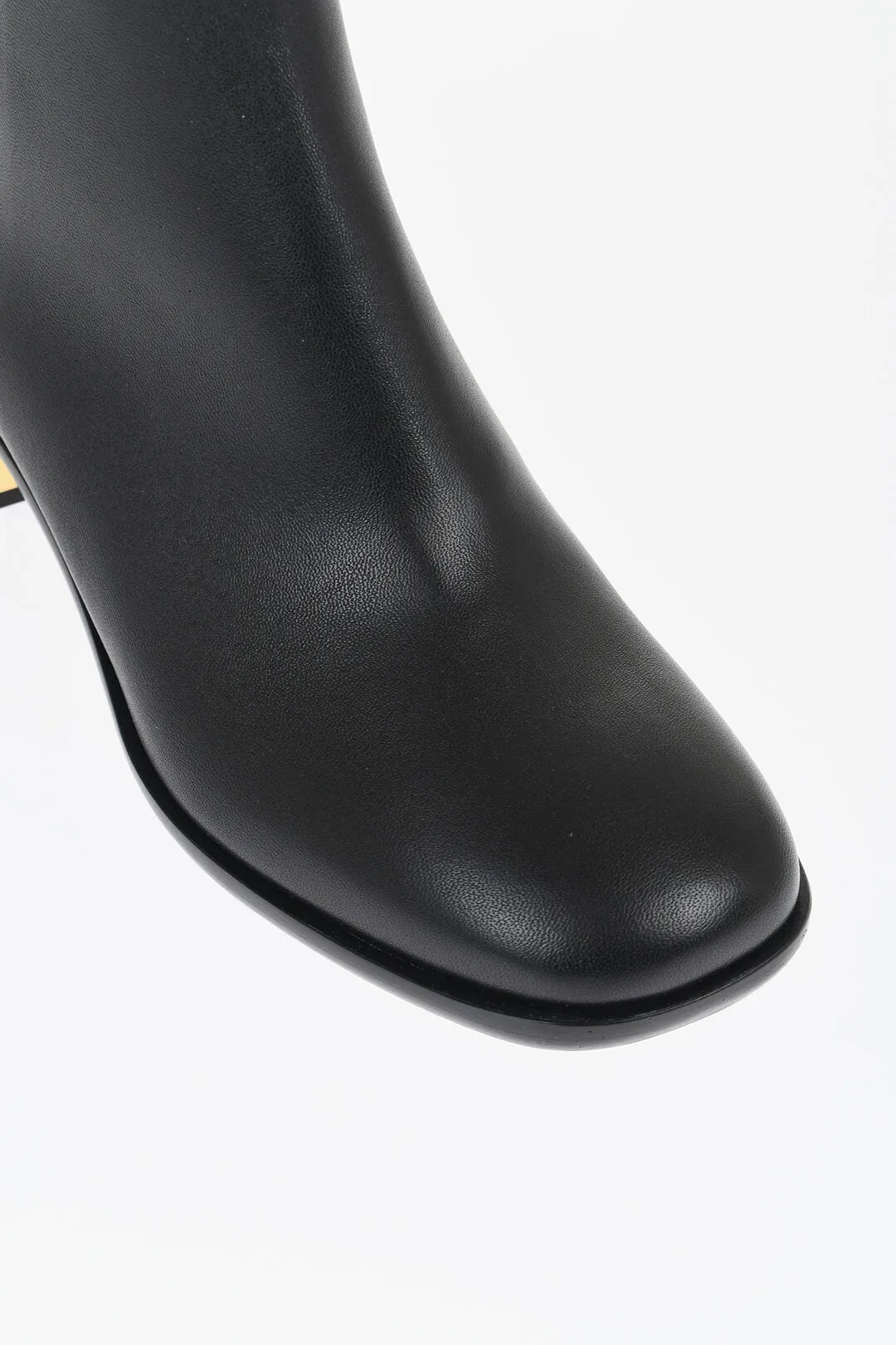 Chloe Leather Booties With Metallica Effect Heel 5 Cm