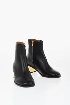 Chloe Leather Booties With Metallica Effect Heel 5 Cm