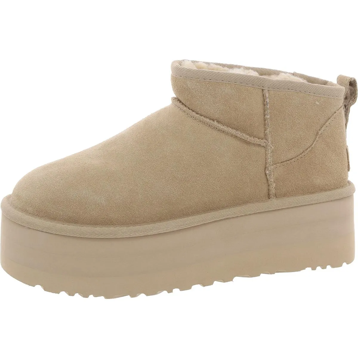 Classic Ultra Mini Platform Womens Suede Sherpa Ankle Boots