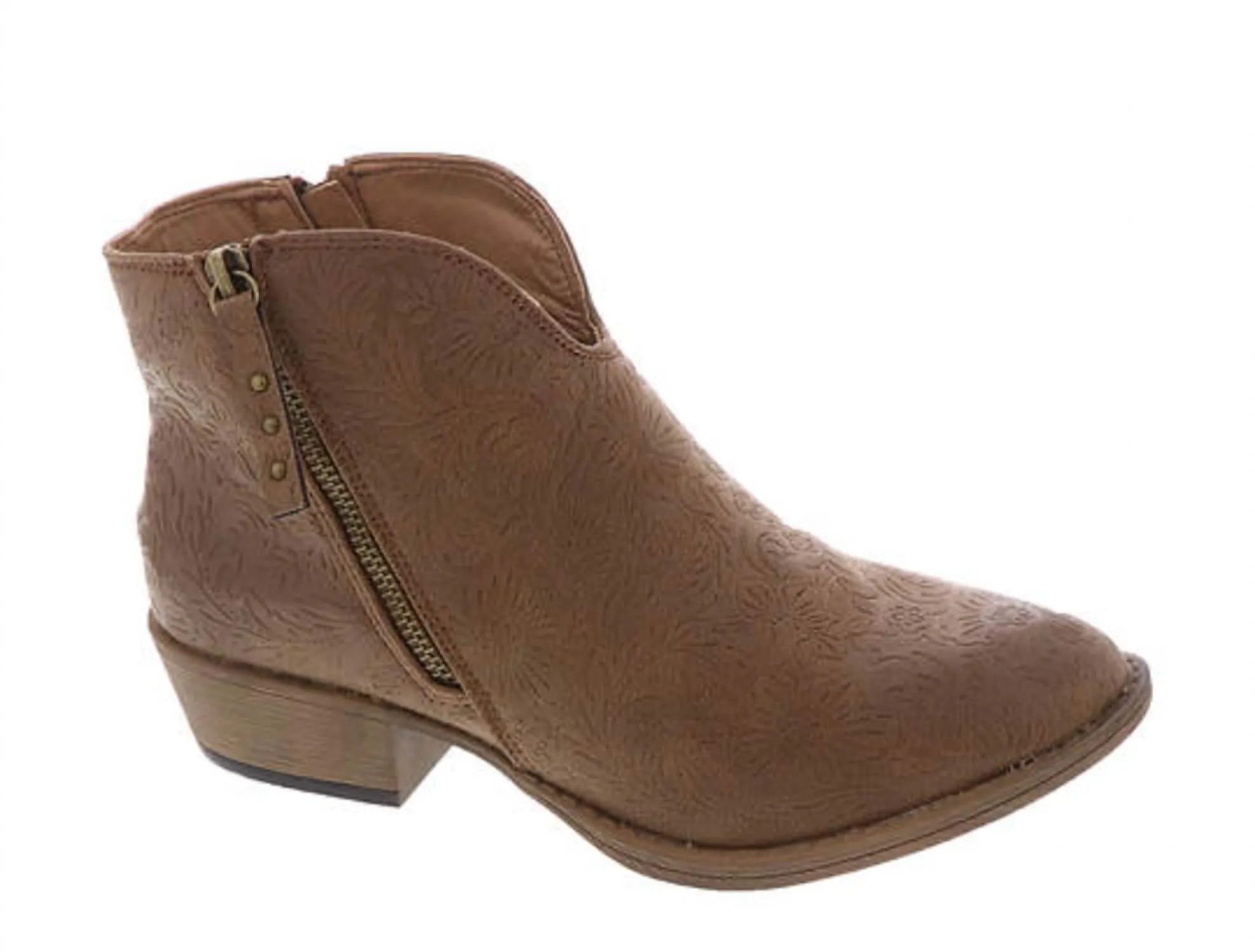 Divine Tooled Leather Boots In Tan
