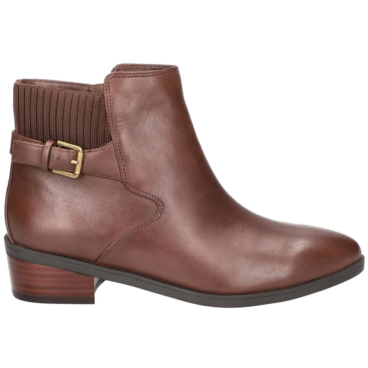 DORA Womens Leather Block Heel Ankle Boots