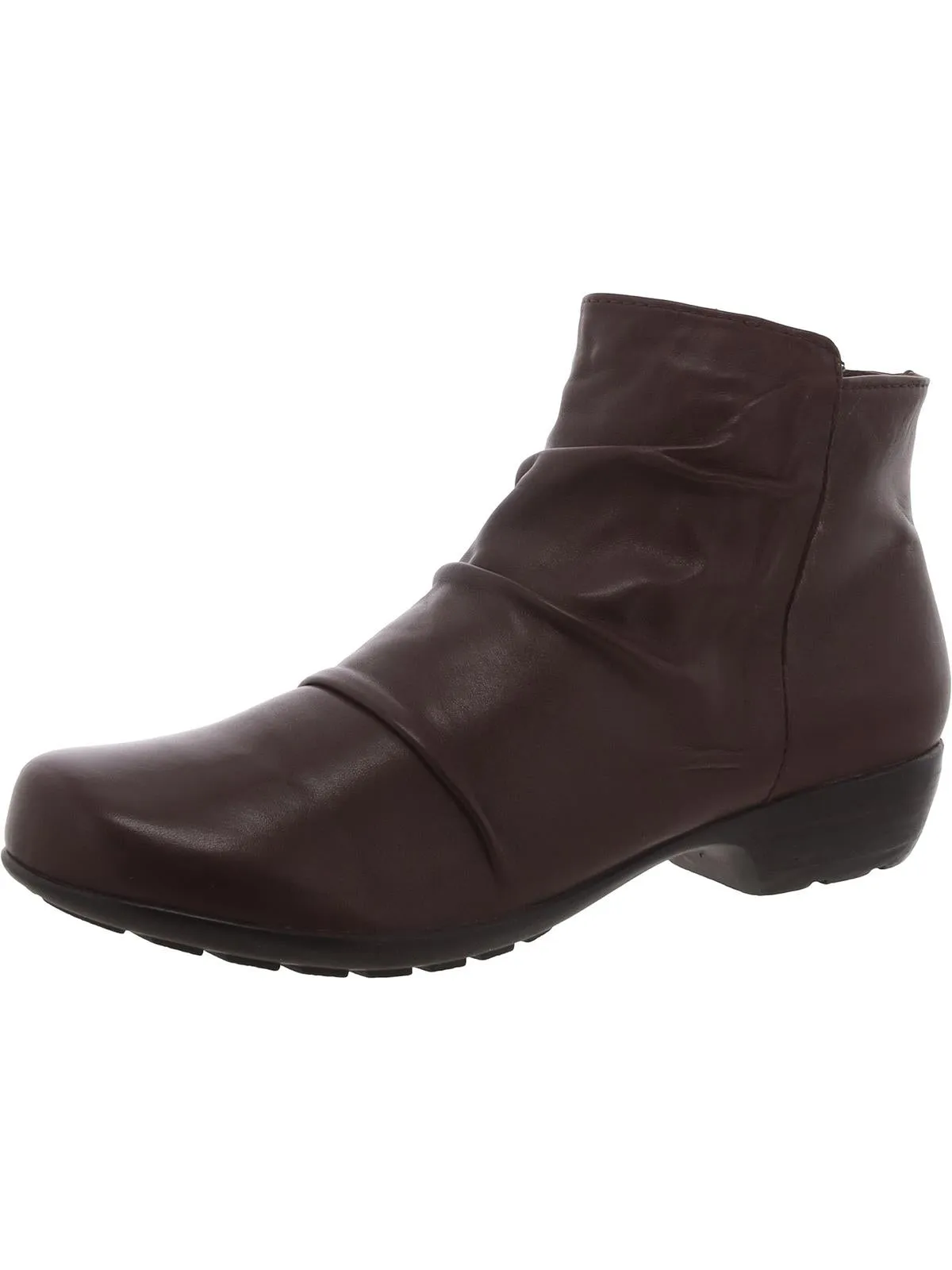 Esme Womens Leather Ruched Booties