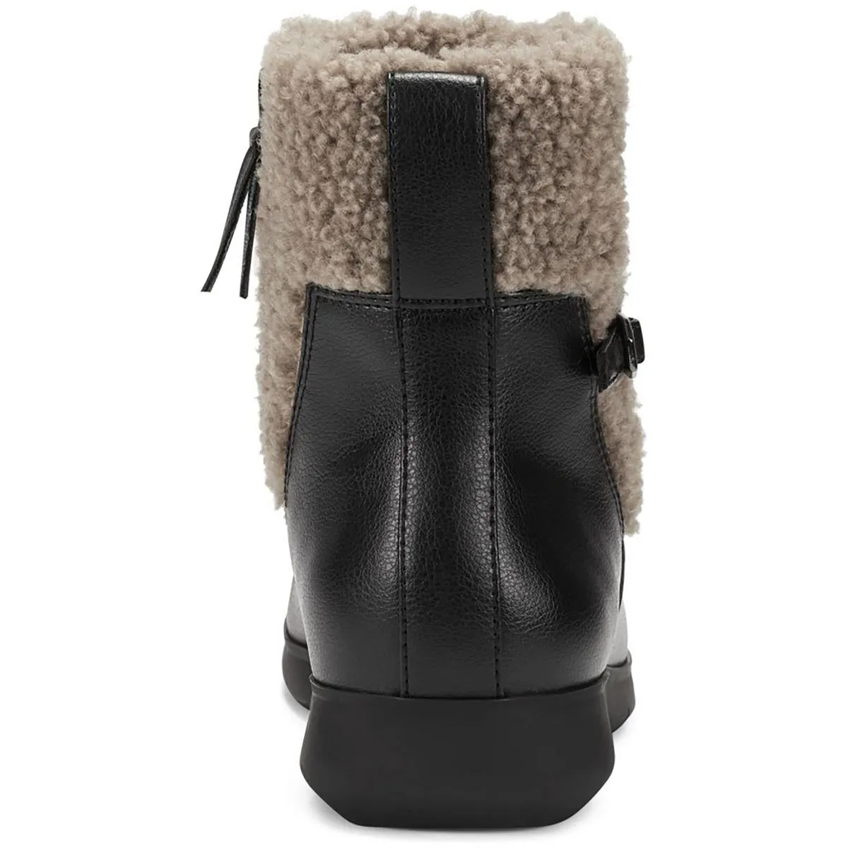 FERRA Womens Faux Leather Faux Fur Ankle Boots