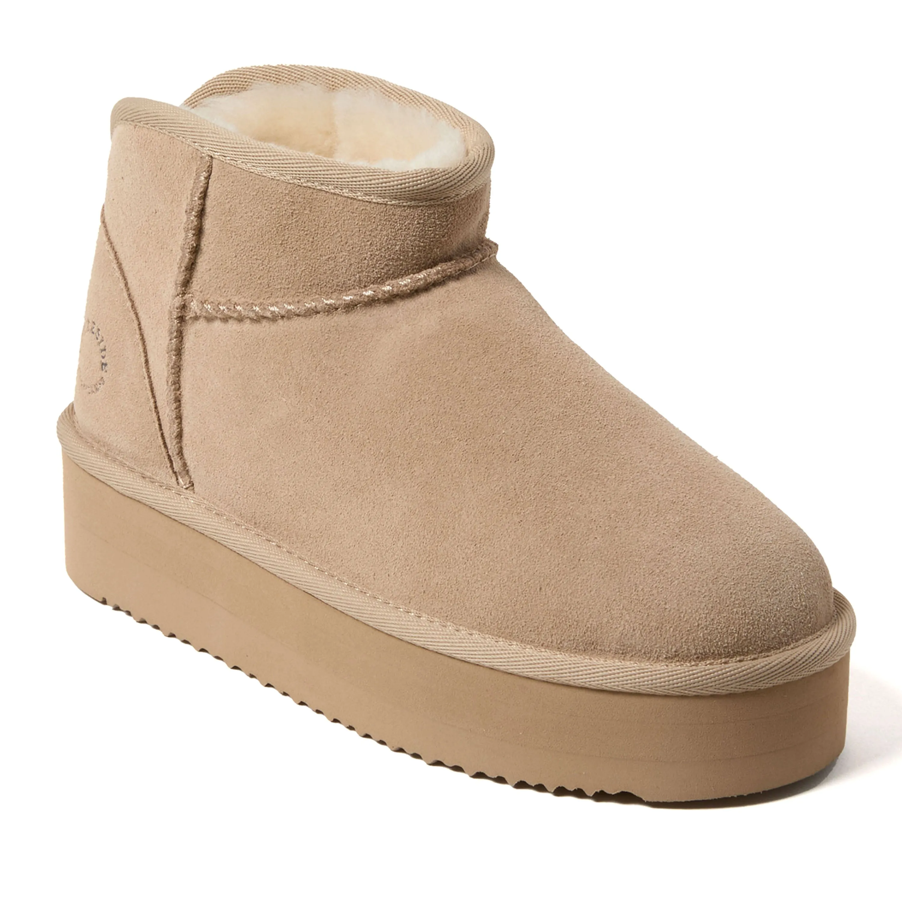 Fireside by Dearfoams Women's Kingston Genuine Shearling Platform Bootie