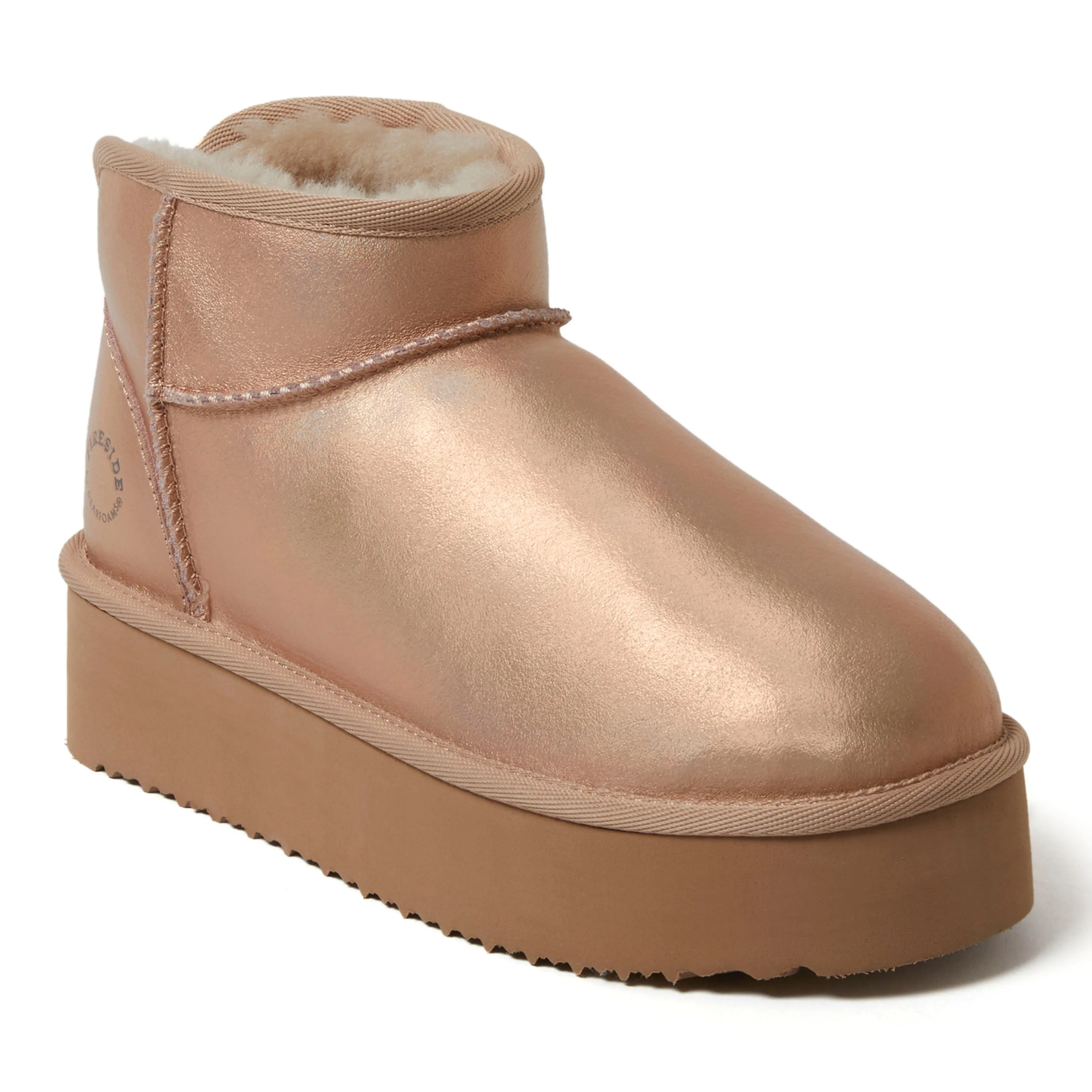 Fireside by Dearfoams Women's Kingston Genuine Shearling Platform Bootie