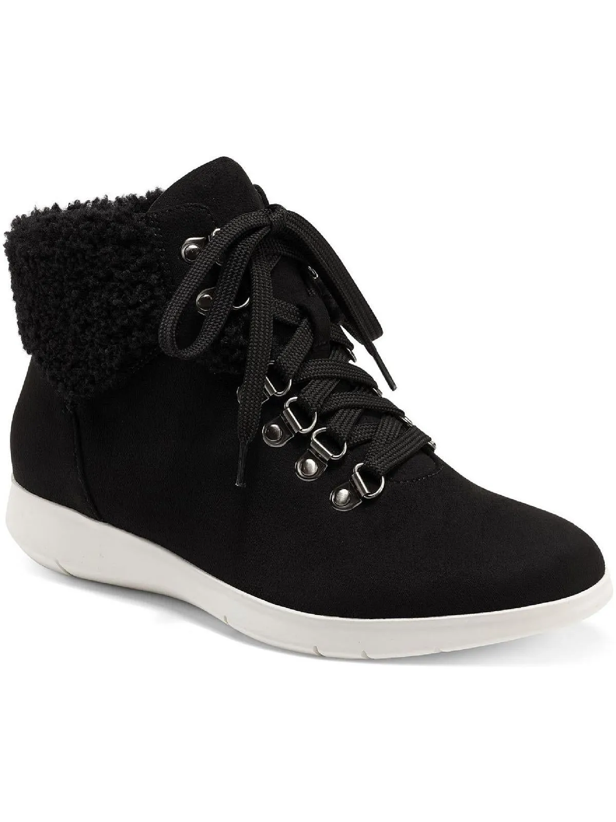 Frankie Womens Fax Leather Ankle Combat & Lace-up Boots