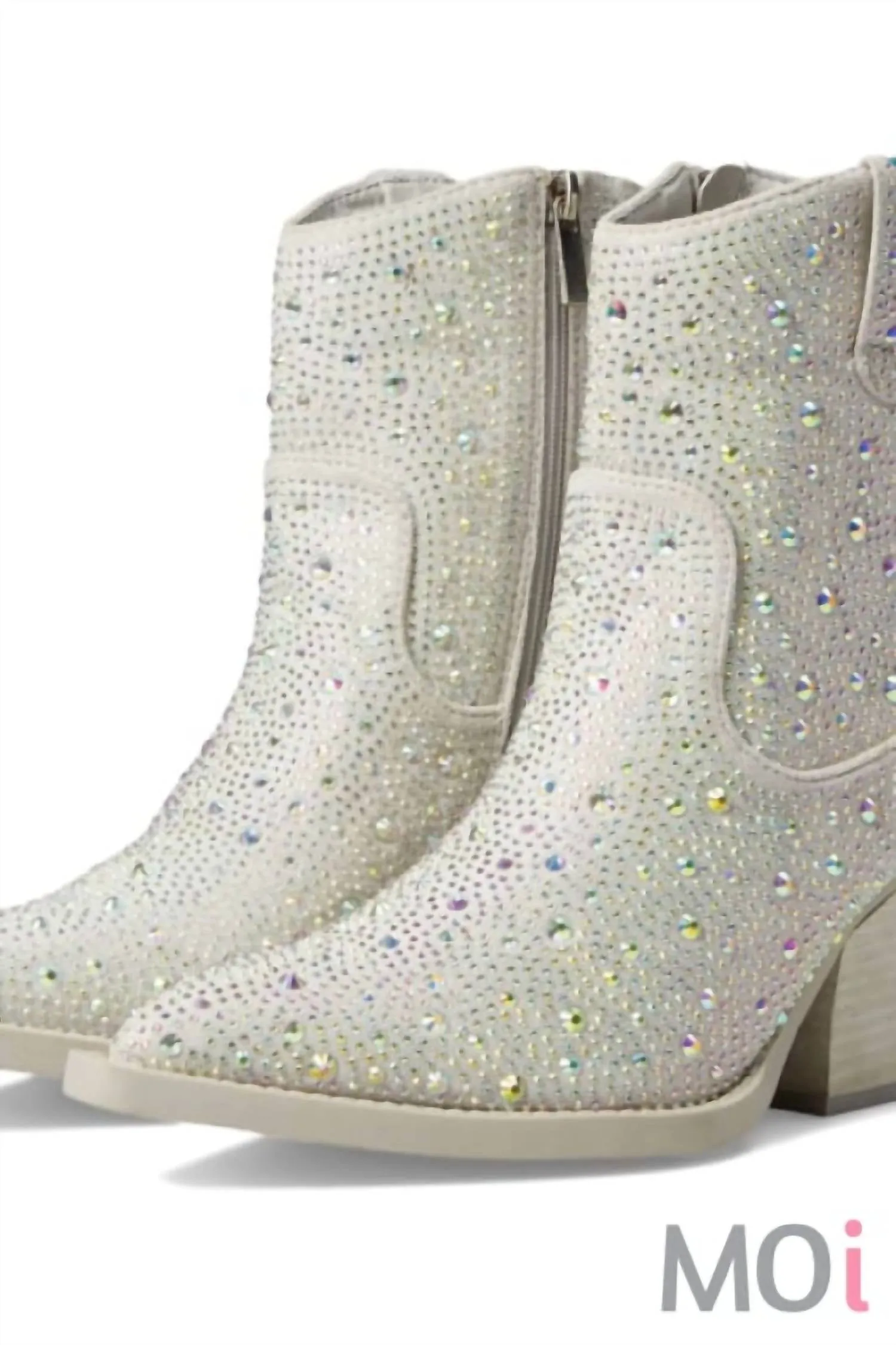 Garen Bootie In Silver Rhinestone