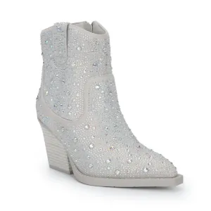 Garen Bootie In Silver Rhinestone