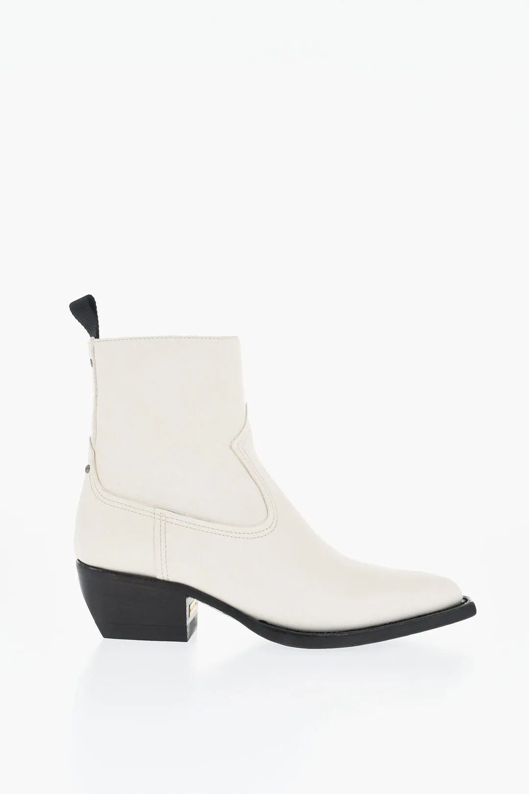 Golden Goose Leather Western Boots With Point Toe 5,5Cm