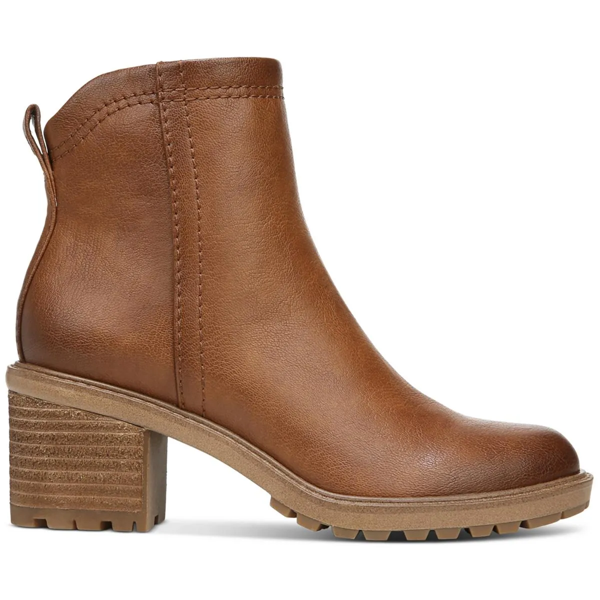 Greyson Womens Faux Leather Lugged Sole Ankle Boots