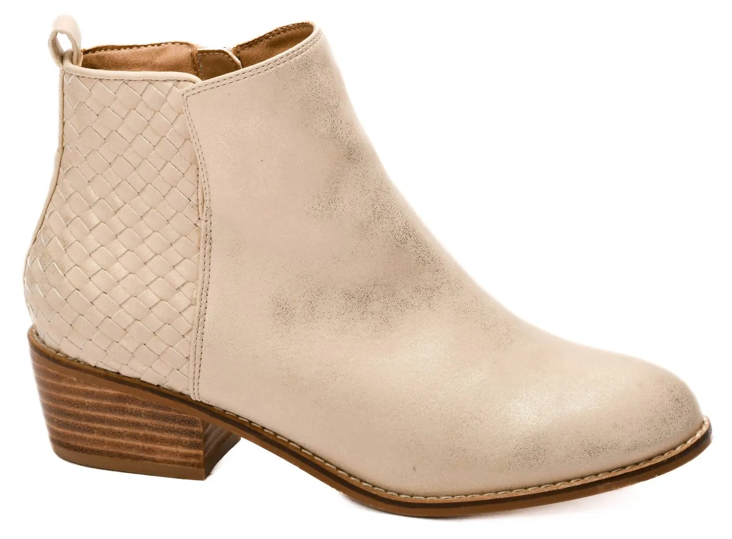 Half N Half Booties In White