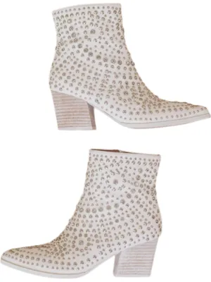 Hazel Studded Bootie In White