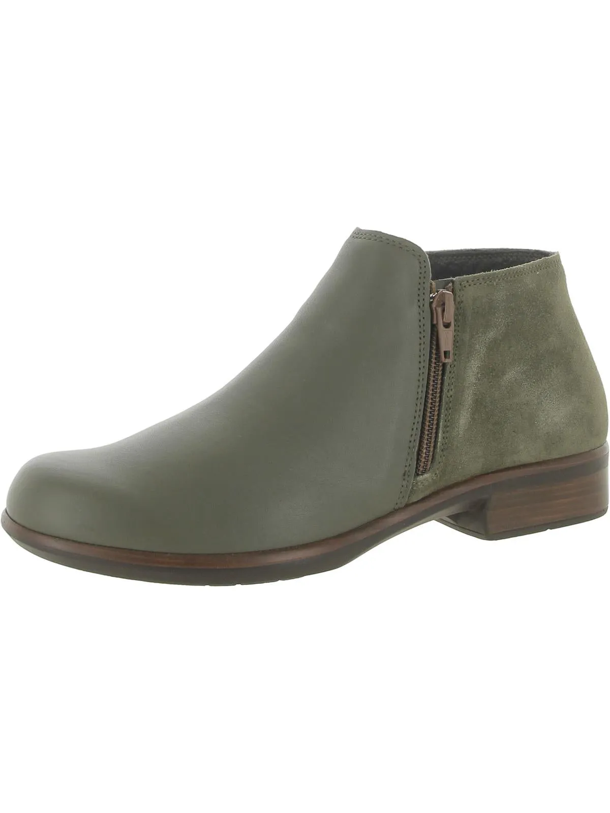 Helm Womens Leather Block Heel Ankle Boots